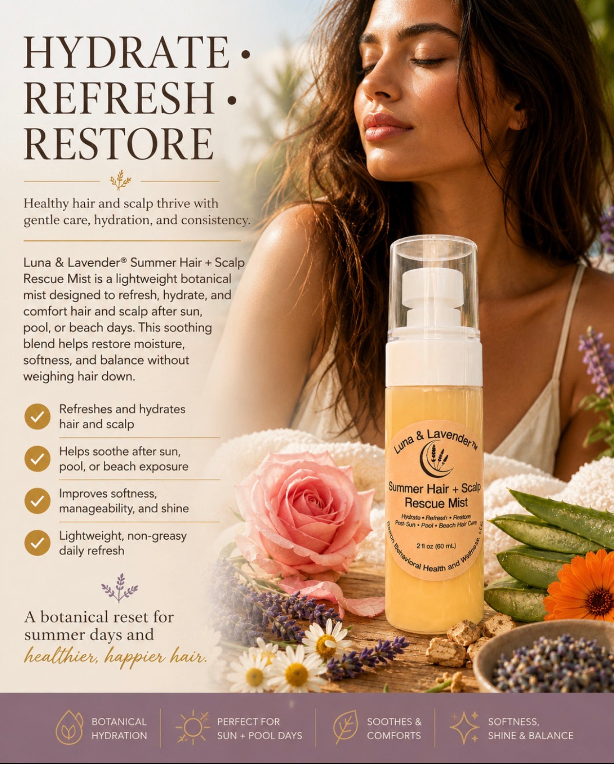 Luna & Lavender® Summer Hair + Scalp Rescue Mist