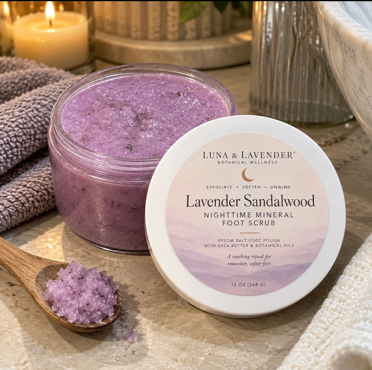 Luna & Lavender® Lavender Sandalwood Nighttime Mineral Foot Scrub