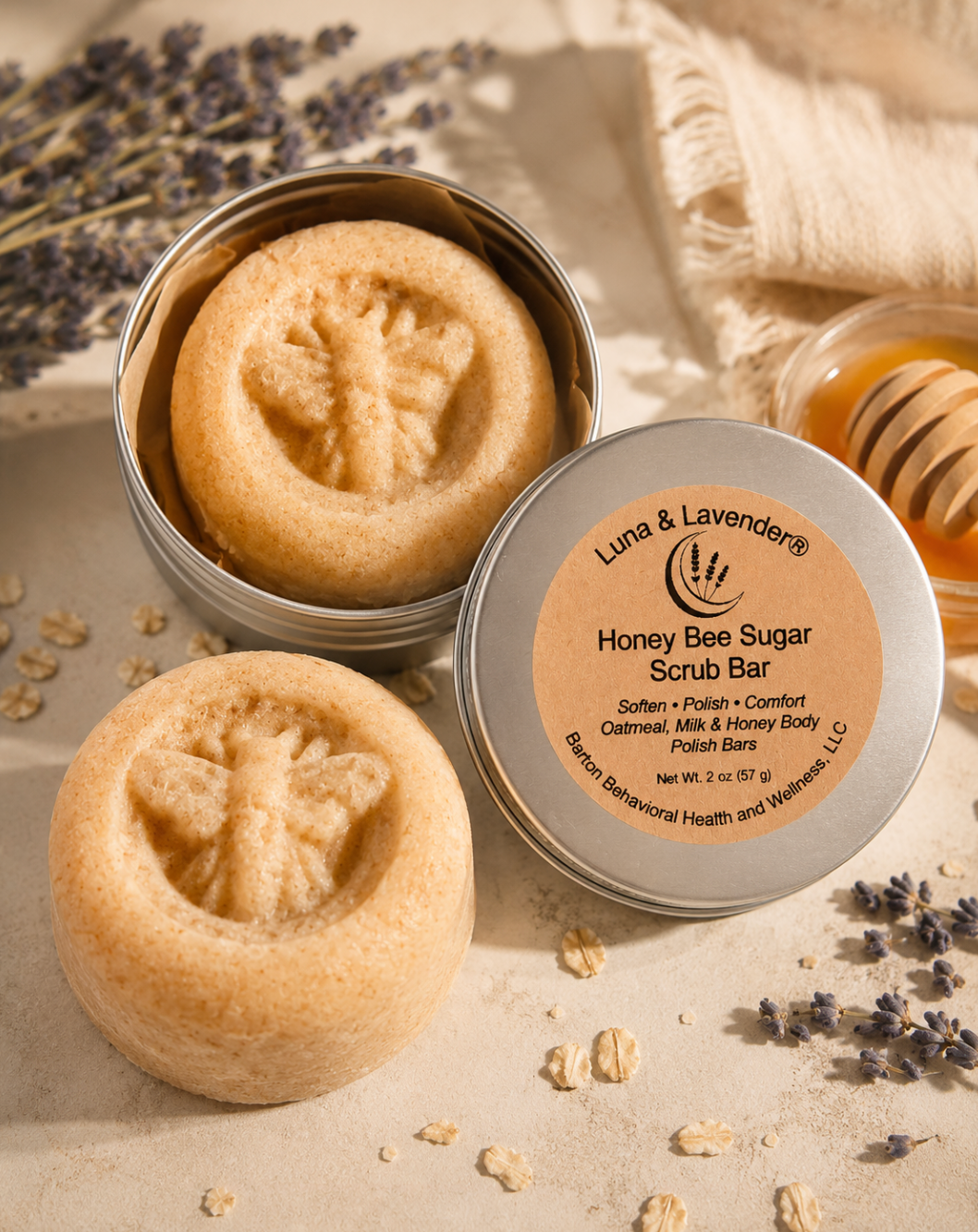 Luna & Lavender® Honey Bee Sugar Scrub Bar