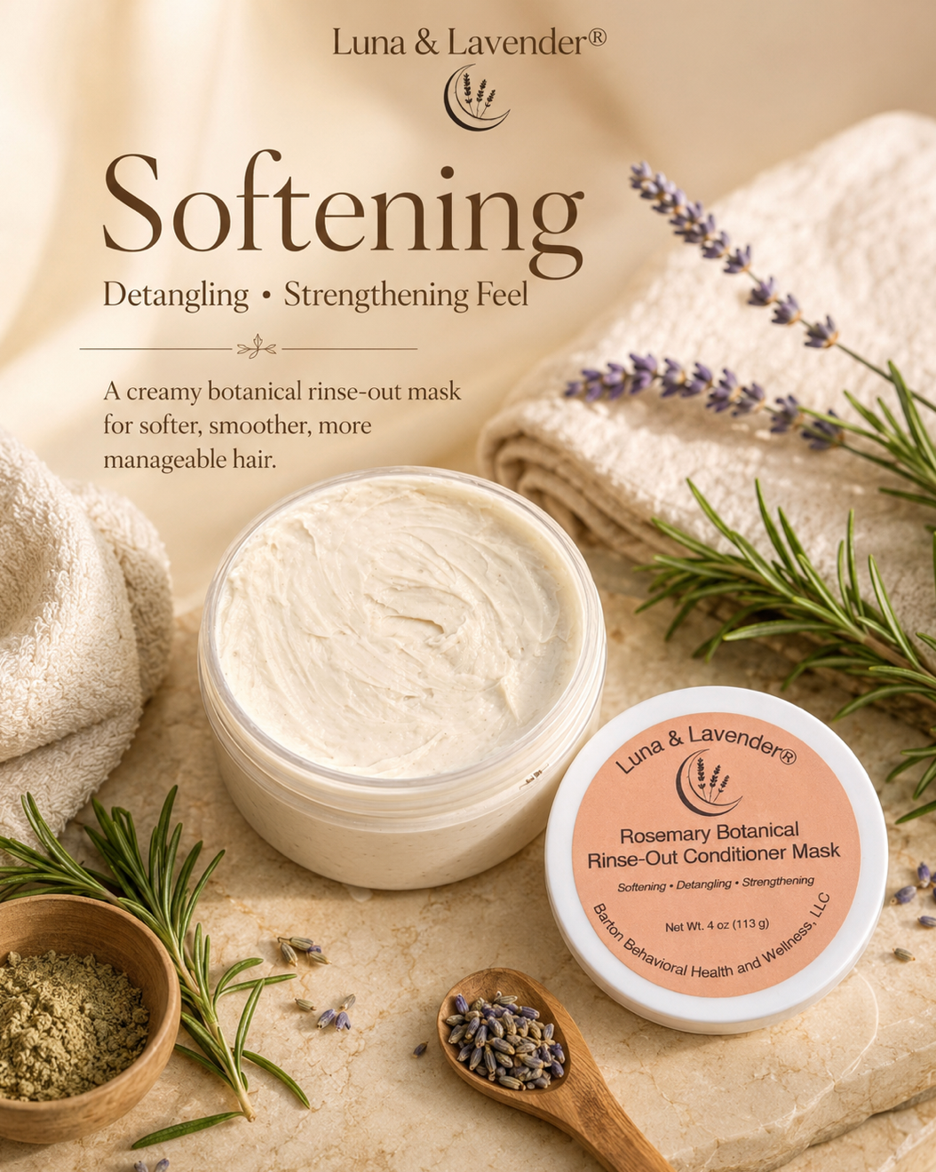 Luna & Lavender® Rosemary Botanical Rinse-Out Conditioner Mask