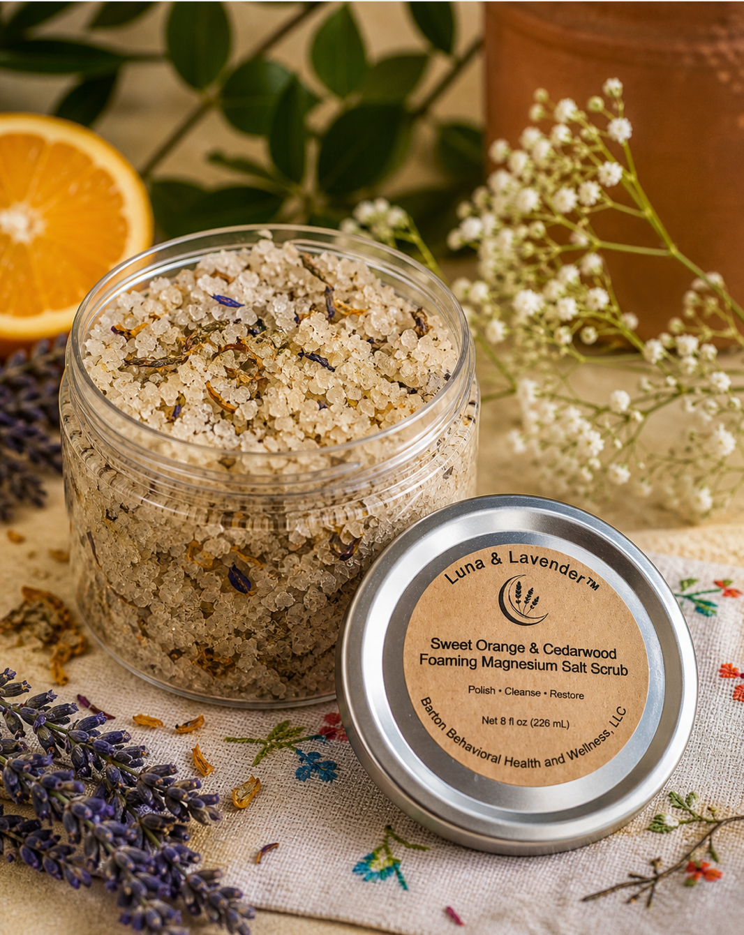 Luna & Lavender™ Sweet Orange & Cedarwood Foaming Magnesium Salt Scrub