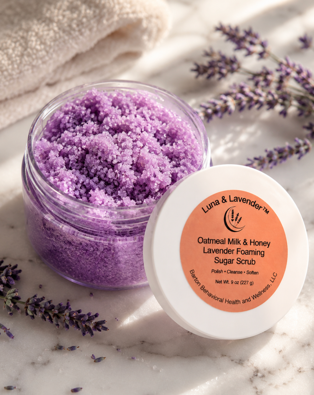 Luna & Lavender™ Oatmeal Milk & Honey Lavender Foaming Sugar Scrub