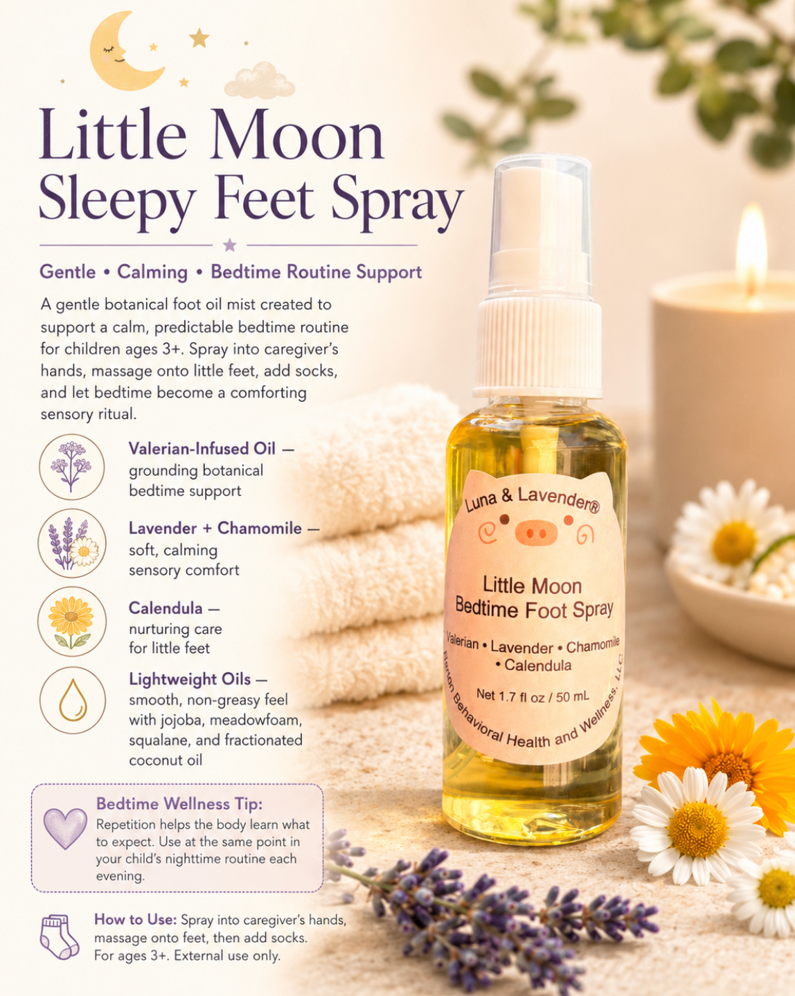Luna & Lavender® Little Moon Sleepy Feet Spray
