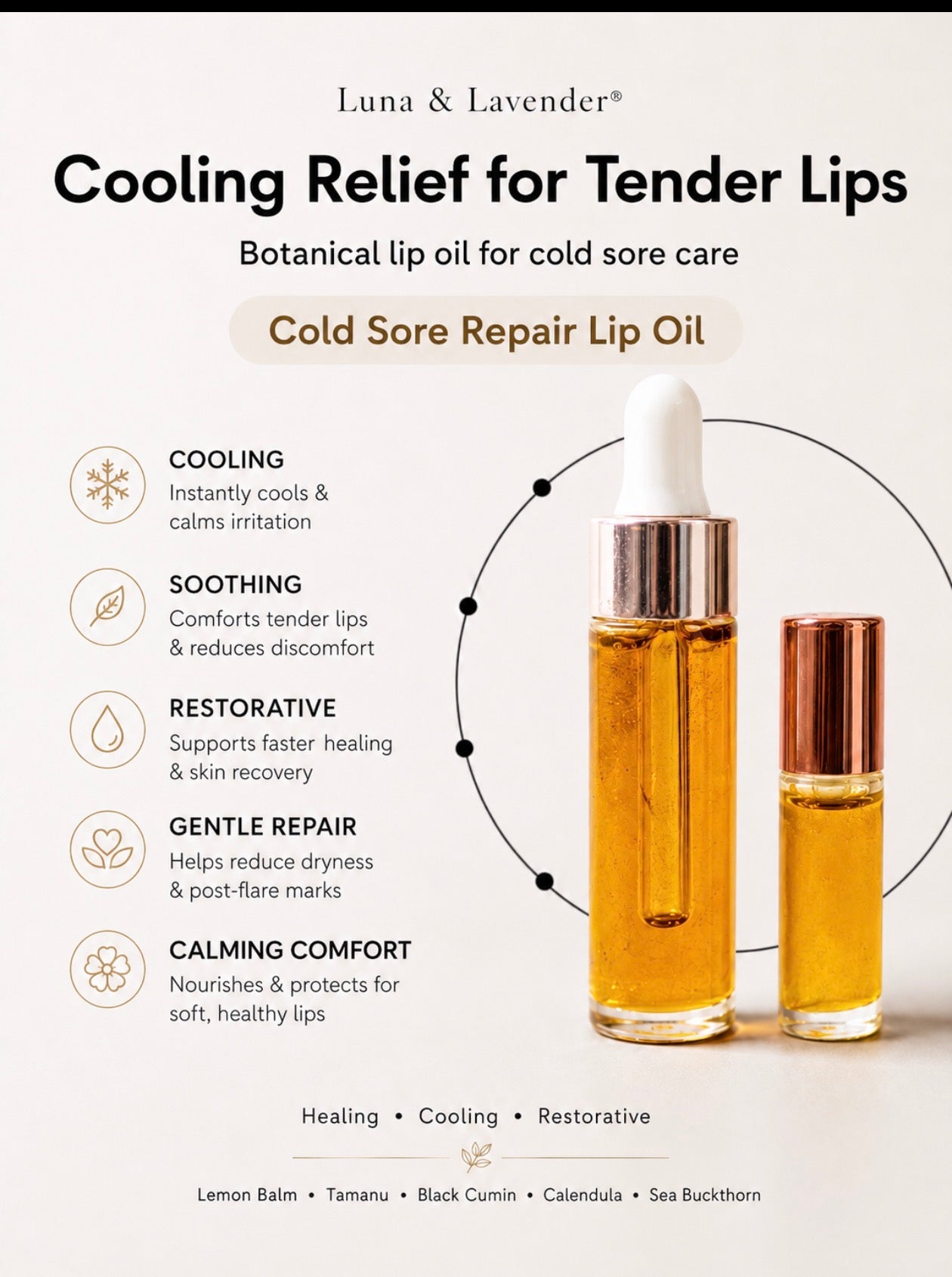 Luna & Lavender™ Cold Sore Repair Lip Oil