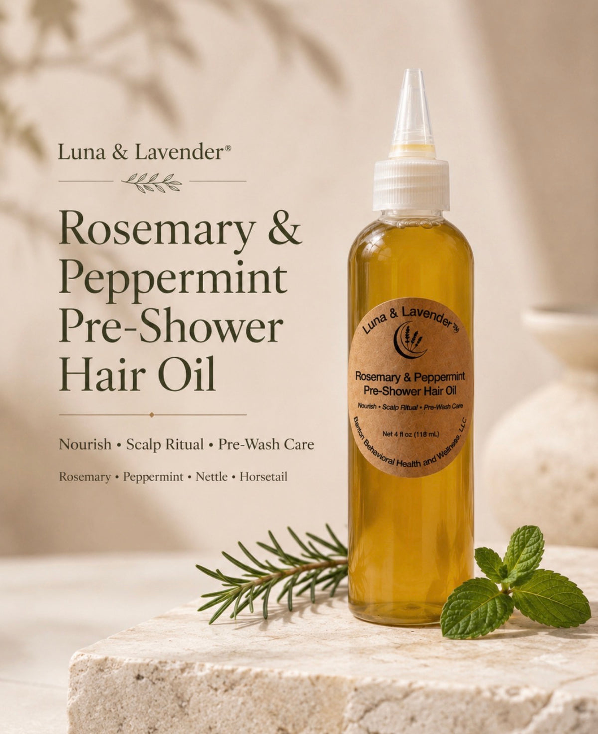 Luna & Lavender® Rosemary & Peppermint Pre-Shower Hair & Scalp Oil