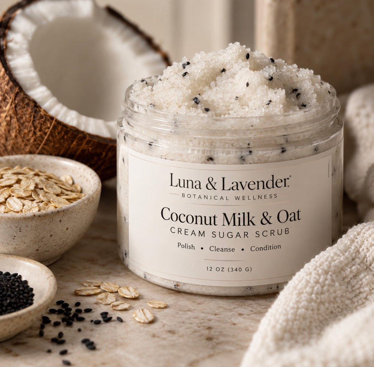 Luna & Lavender® Coconut Milk & Oat Cream Sugar Scrub
