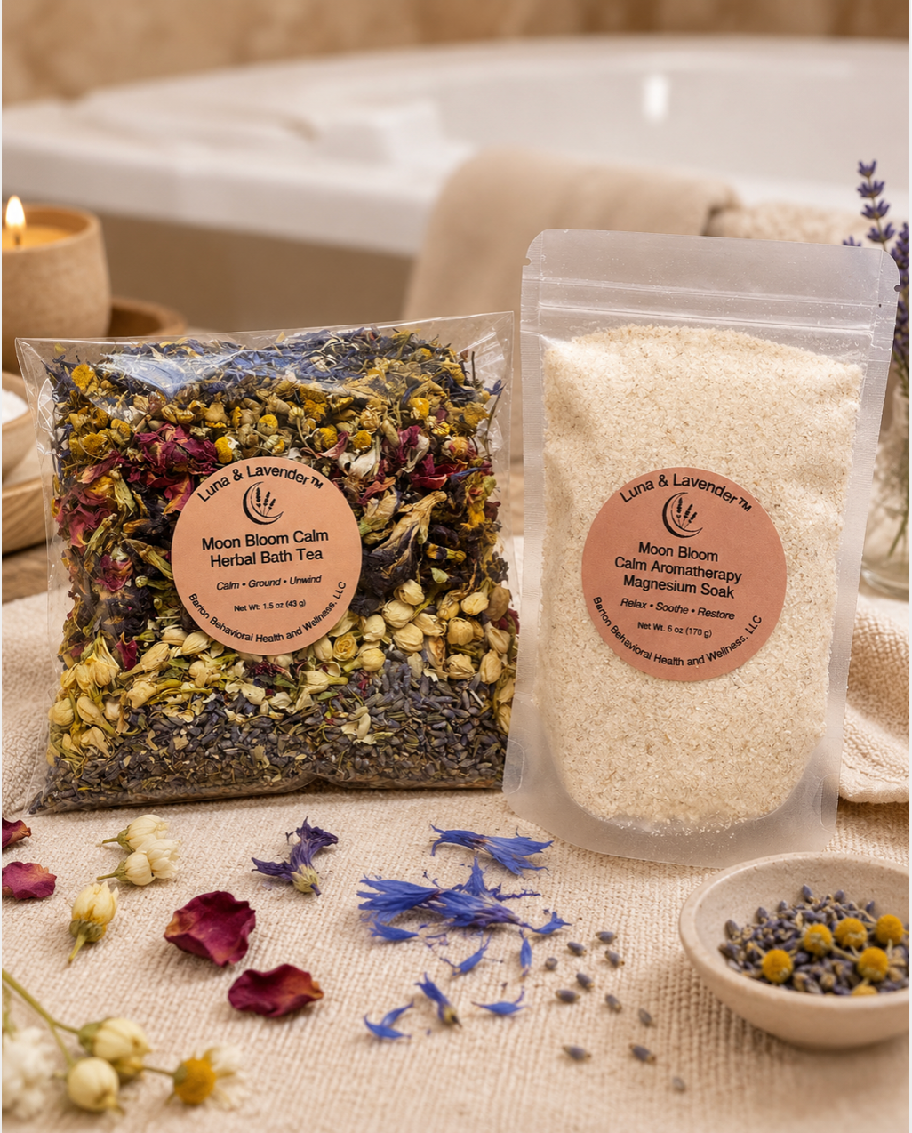 Luna & Lavender™  Moon Bloom Calm Herbal Bath Tea Ritual
