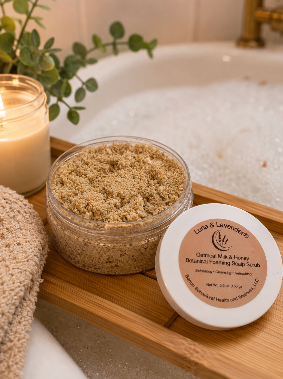 Luna & Lavender® Oatmeal Milk & Honey Botanical Foaming Scalp Scrub