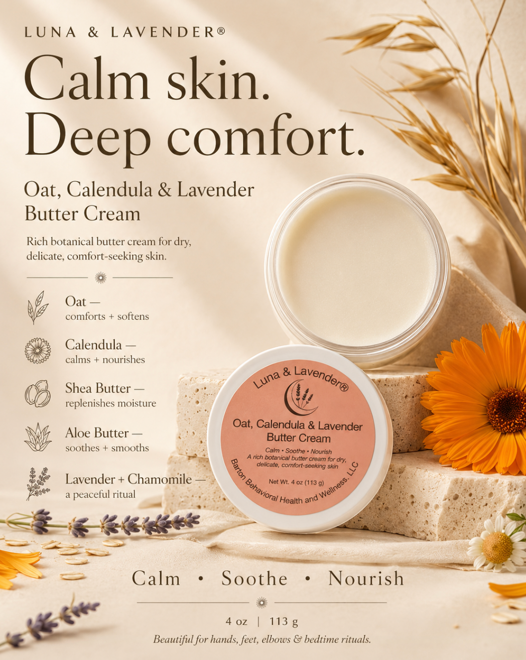 Luna & Lavender™ Oat, Calendula & Lavender Butter Cream