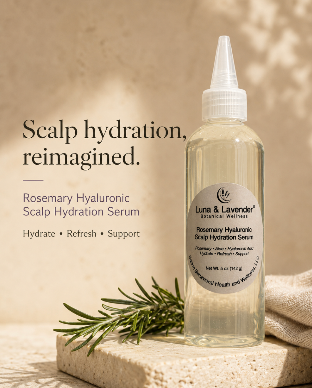 Luna & Lavender® Rosemary Hyaluronic Scalp Hydration Serum
