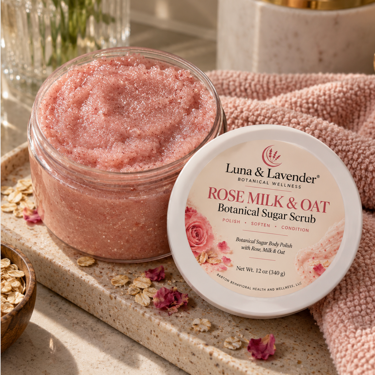 Luna & Lavender® Rose Milk & Oat Botanical Sugar Scrub