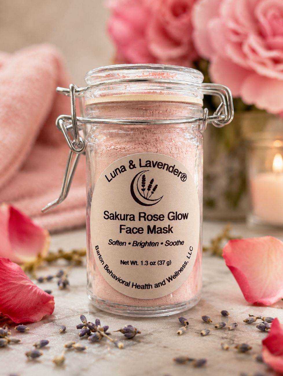 Luna & Lavender®  Sakura Rose Glow Face Mask